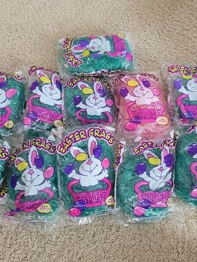 NWT Lot Of 11 Bags Of .2oz Easter Grass Green Pink